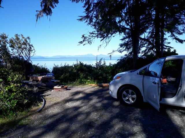 Our rental car where we slept inside.