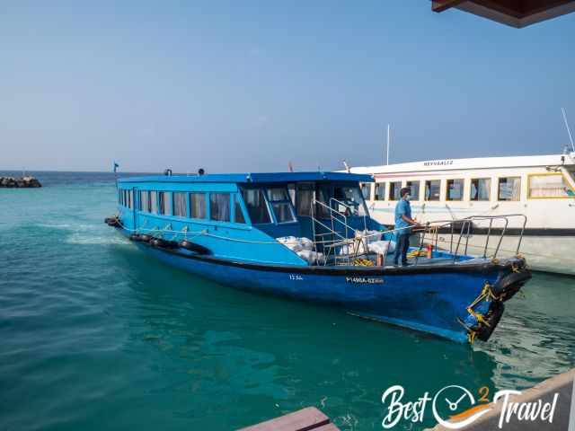 Our huge ferry in the harbour of Mahibahoo.