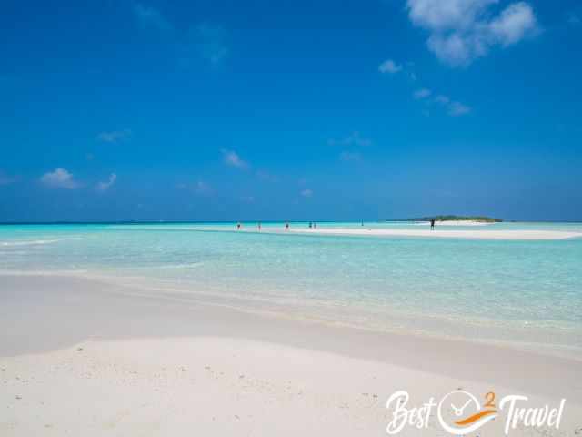 Visitors on the sandbank at low tide