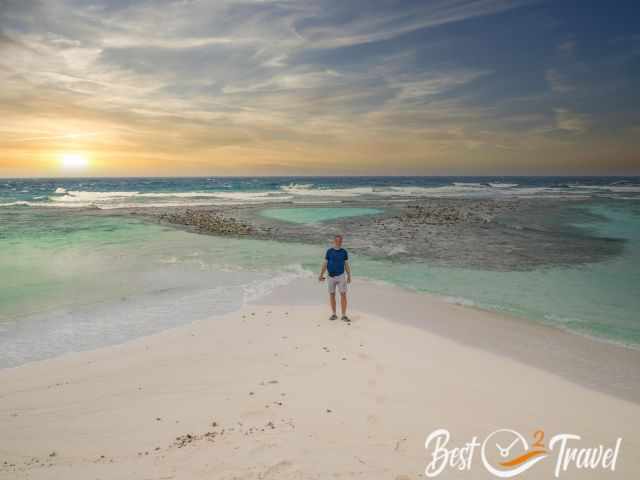 Sunrise at the reef and white beach in Omadhoo.