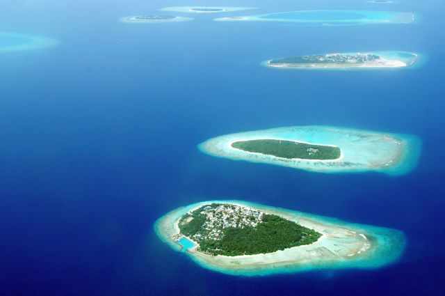 Several Maldives Islands in a row