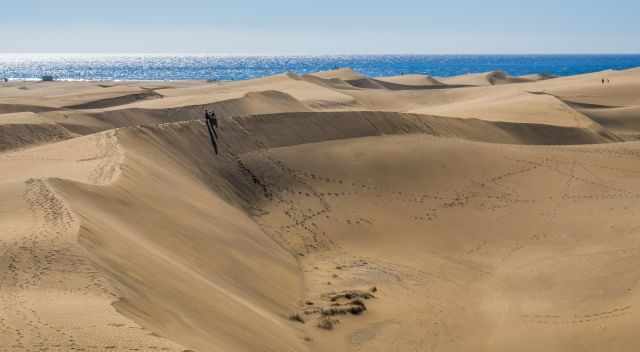 The Maspalomas Dunes at midday on a sunny day