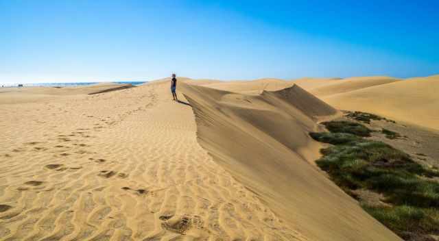 A woman on one of the dunes on a sunny day