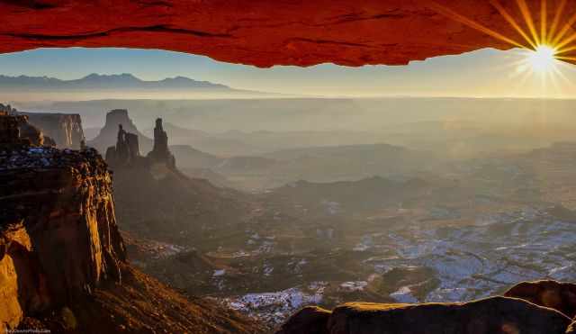 Moses and Zeus rock formation view from Mesa Arch