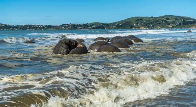 Moeraki Boulders half flooded