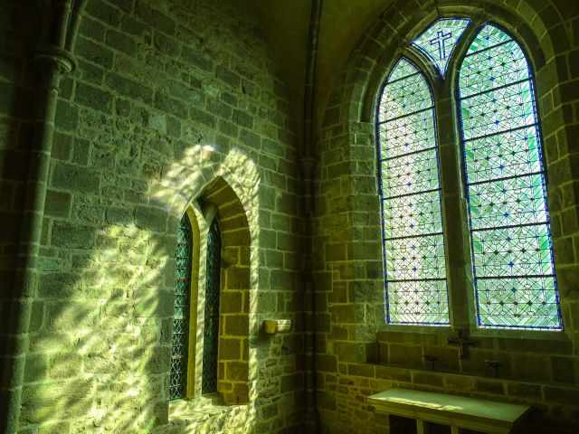 Sunlight to one of the abbey windows