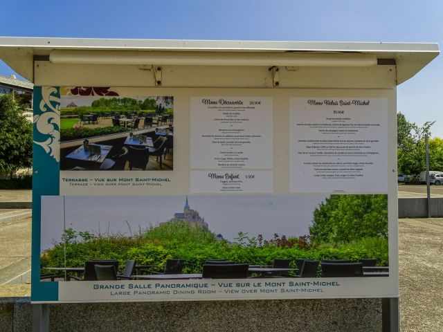 The menu and view from the terrace of Relais Saint Michel