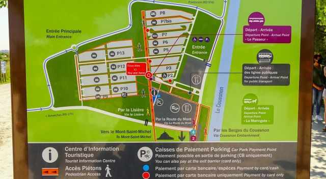 Bus Shuttle and Parking Map for Mont Saint Michel