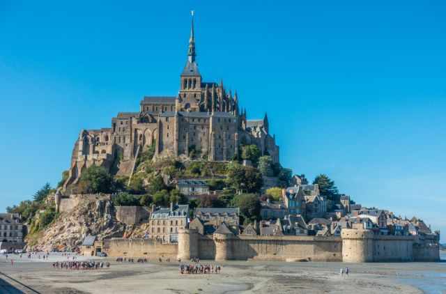 The view to the entire island and Mont Saint Michel from the tidal flats.