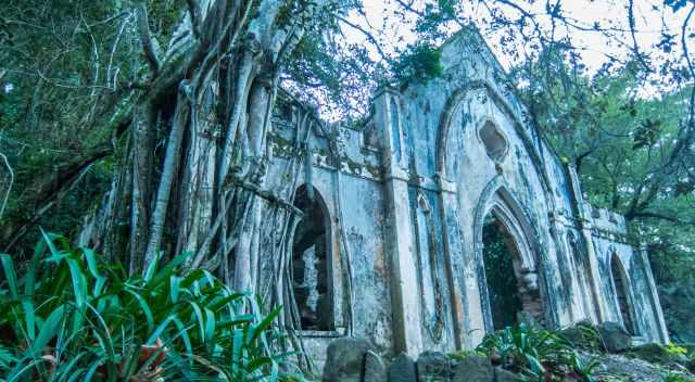 Chapel in Monserrate Garden overgrown by nature