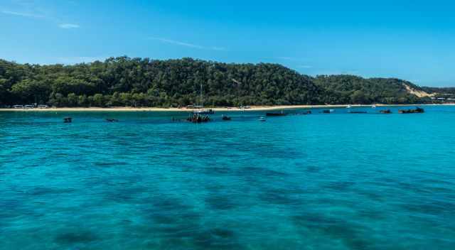 Moreton Island, shipwrecks and reef - view from the ferry