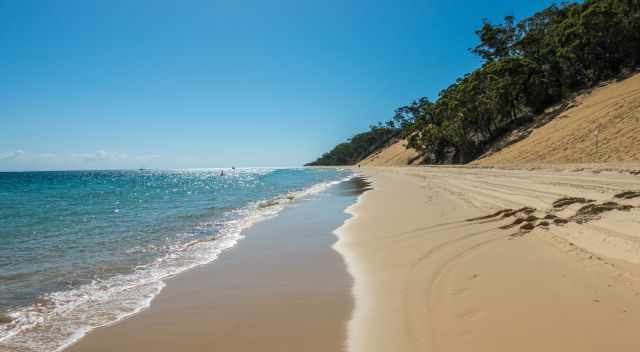 Moreton Island on a sunny day with empty beaches