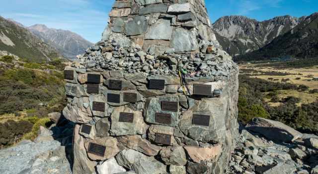 A memorial in the Mount Cook Aoraki National Park