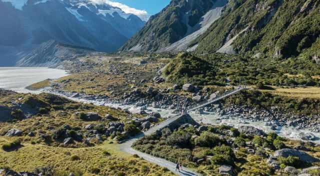 Suspension Bridge Mount Cook from the distance