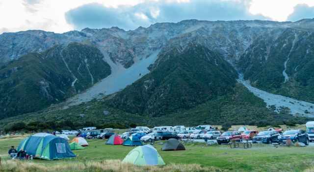 The Doc campground in the Mount Cook village