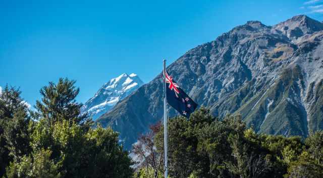 Mount Cook and NZ flag