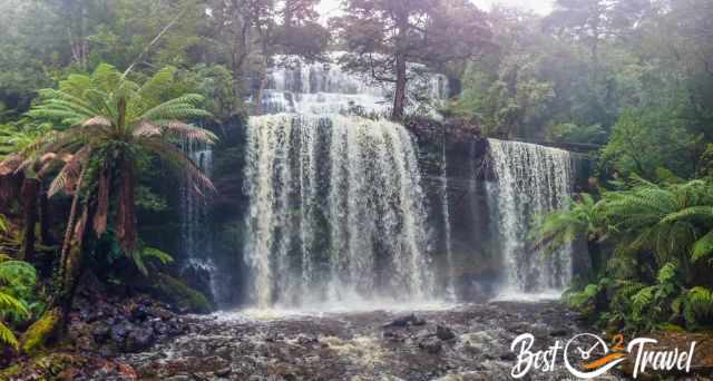 Russell Falls with a huge amount of water