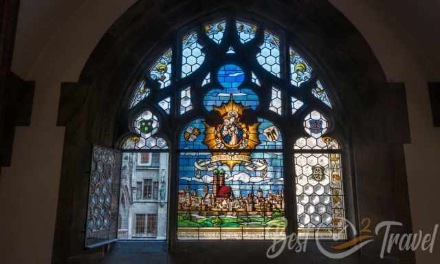 An art glass window painted with Frauenkirche