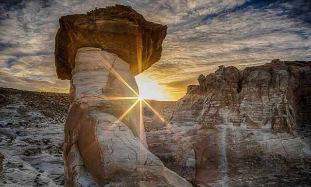 One of the mushroom rocks an hour before sunset