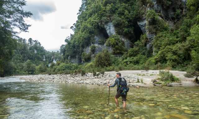 Man crossing a river