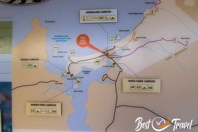 Map of the National Park and the campgrounds