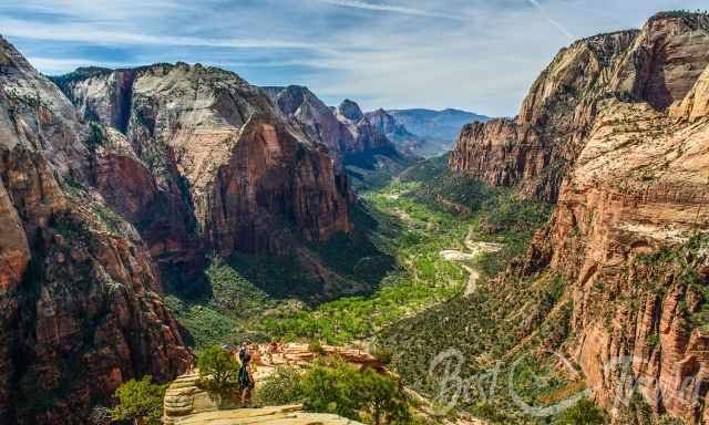 The famous rock and view of Angels Landing in Zion