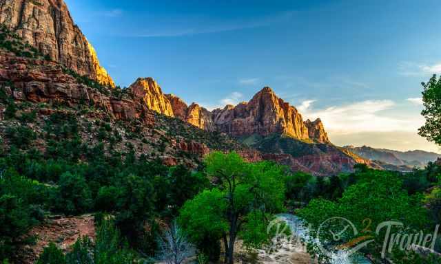 The beautiful Zion Canyon and Virgin River