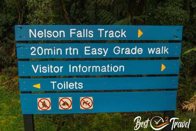 Information panel for the walk to Nelson Falls