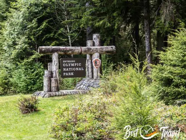 The official Olympic National Park entrance sign.