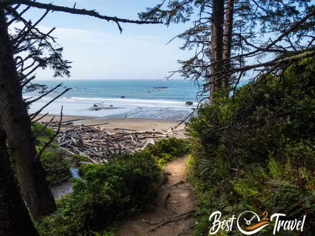 The first view down from higher elevation to Third Beach.