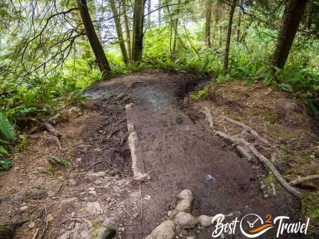 The muddy descent to Third Beach