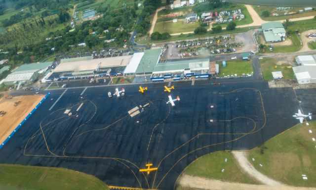 View from the plane down to Port Vila