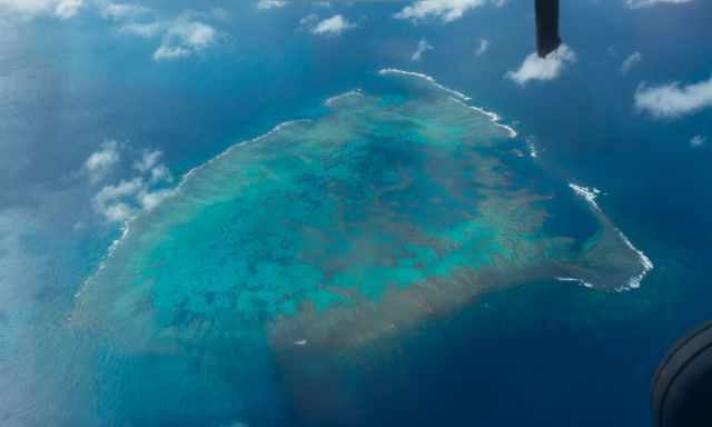 One of the many colourful reefs during the flight to Pentecost.