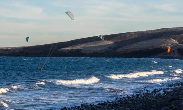 Kite Surfer in the winter at Playa de Vargas