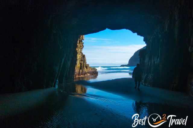 The view out of the cave to the hidden beach.