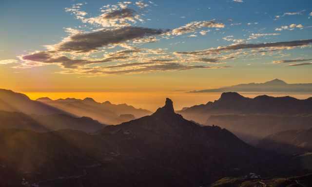 Sunset view to Roque Nublo Gran Canaria