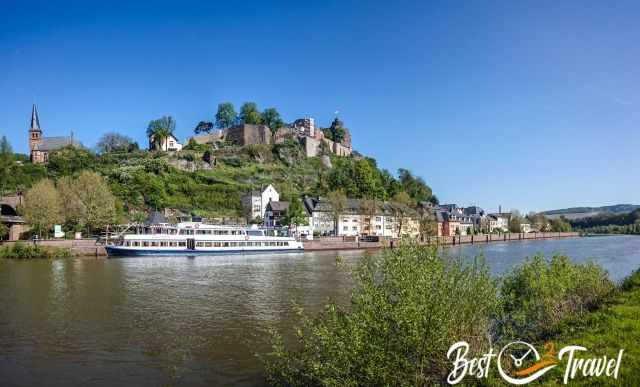 The river with cruise ship and ferry