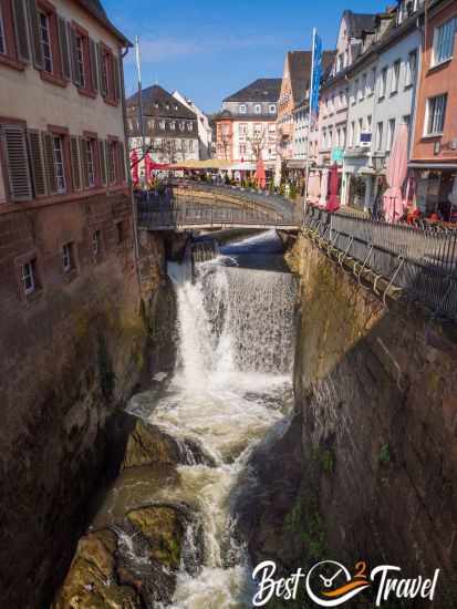 The Leuk waterfall in the old town view from the first lookout