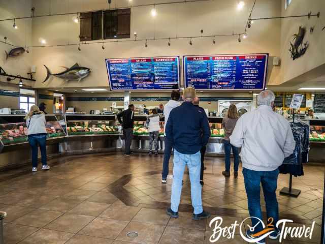 The seafood shop from inside.