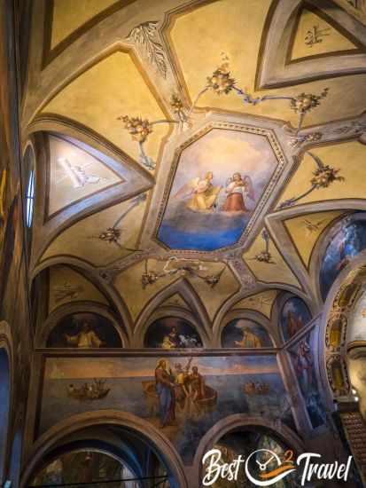 A huge part of the frescoes on the ceiling in the church.