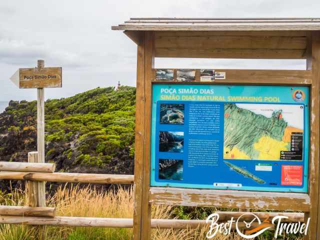Information Panel and hiking sign for Poca Simao Dias.
