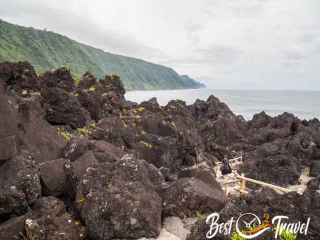 The path through the lava formations 