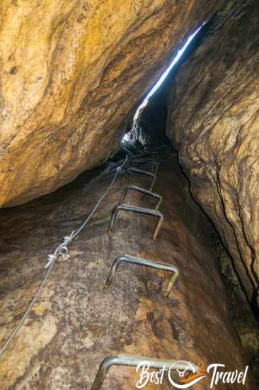 Narrow rocks where the route is leading through