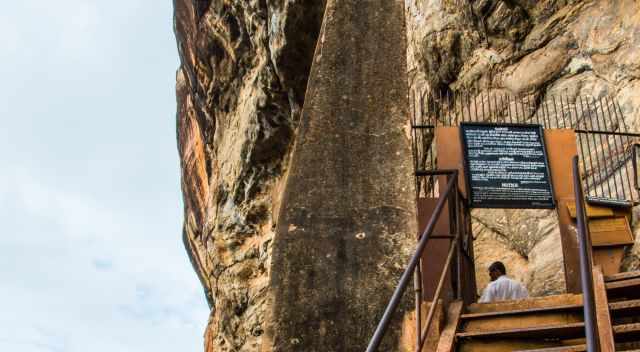 A staircase leading to the mirror wall