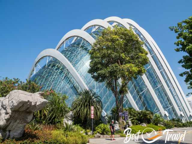 The Cloud Forest glass dome from outside.