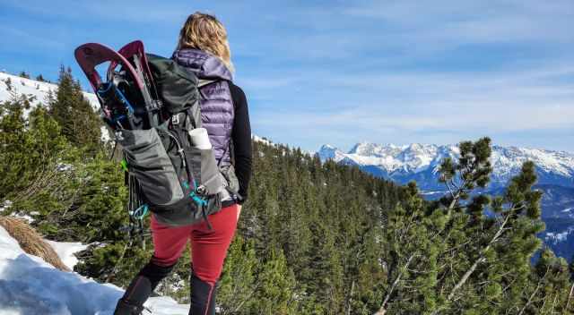 snowshoes on the backpack