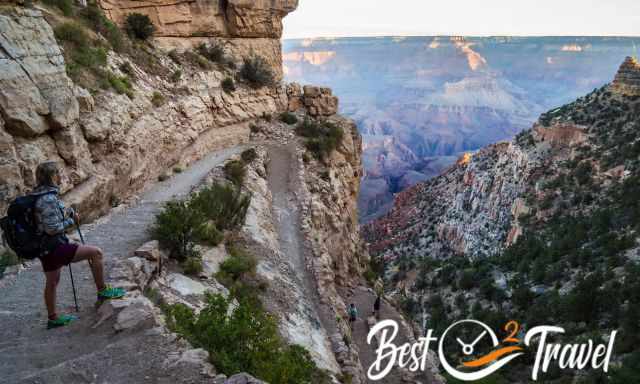 Me on South Kaibab Trail with a windproof jacket