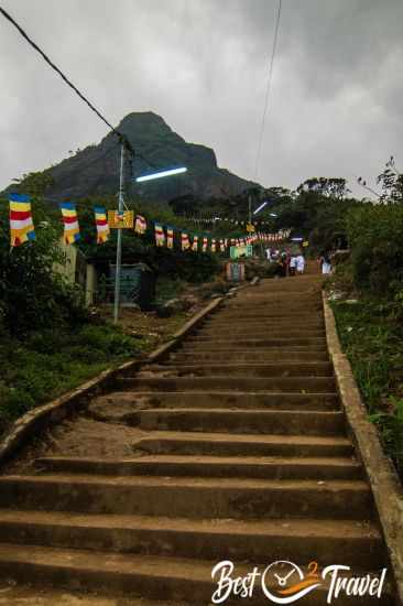 Thousands of steps leading to the top of Adams Peak