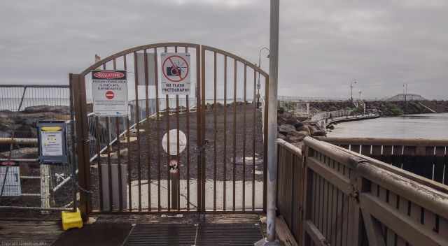 Penguin viewing area closed with a gate at St. Kilda