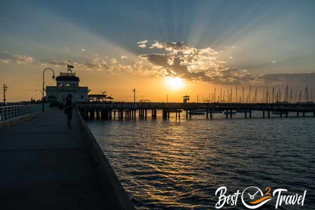 The sunset at St. Kilda Pier